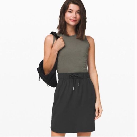 Lululemon Black On The Fly Skirt Woven Drawstring Size 8 W8A87S Athletic Outdoor - Picture 3 of 15